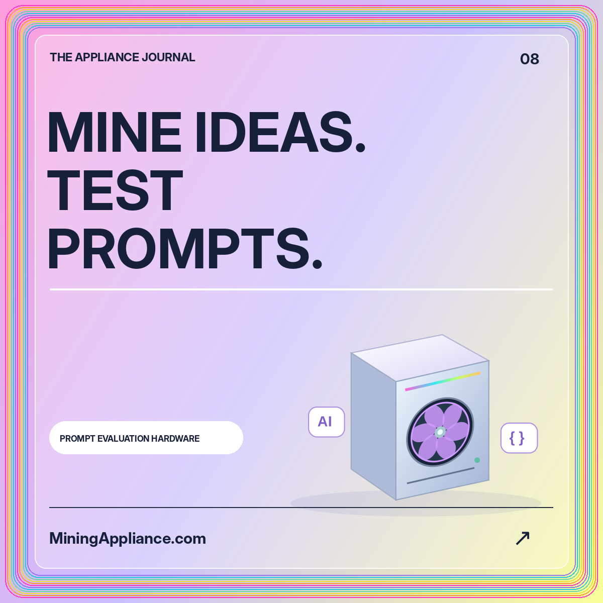 Prompt Evaluation Hardware: MINE IDEAS. TEST PROMPTS. — MiningAppliance.com
